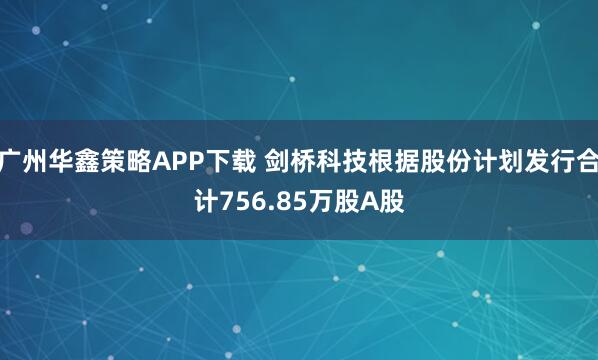 广州华鑫策略APP下载 剑桥科技根据股份计划发行合计756.85万股A股